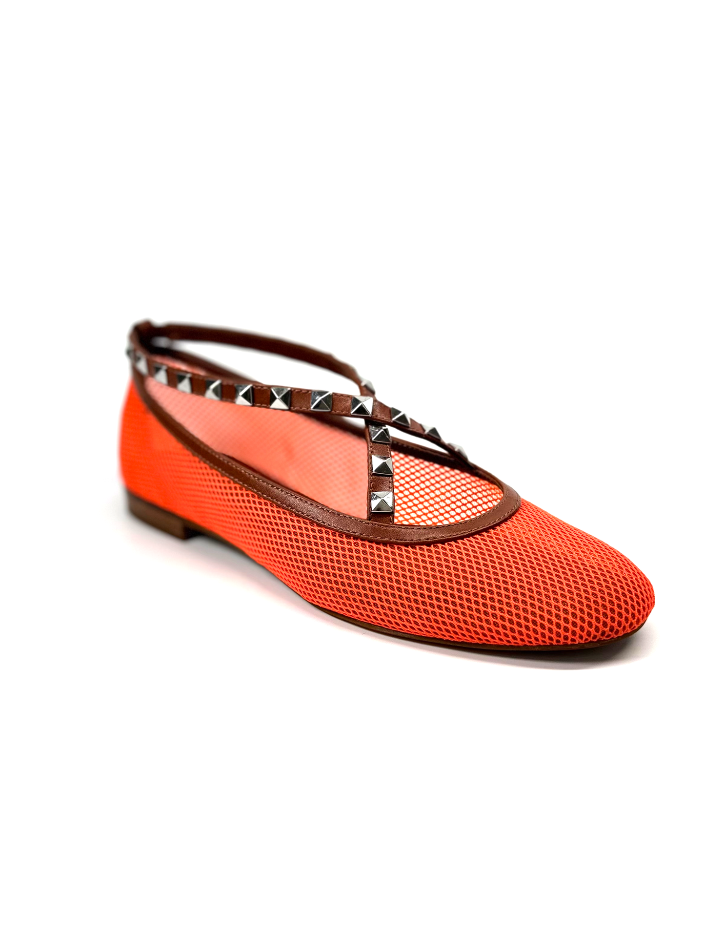 Sapatilha Laranja com Tiras de Spikes 